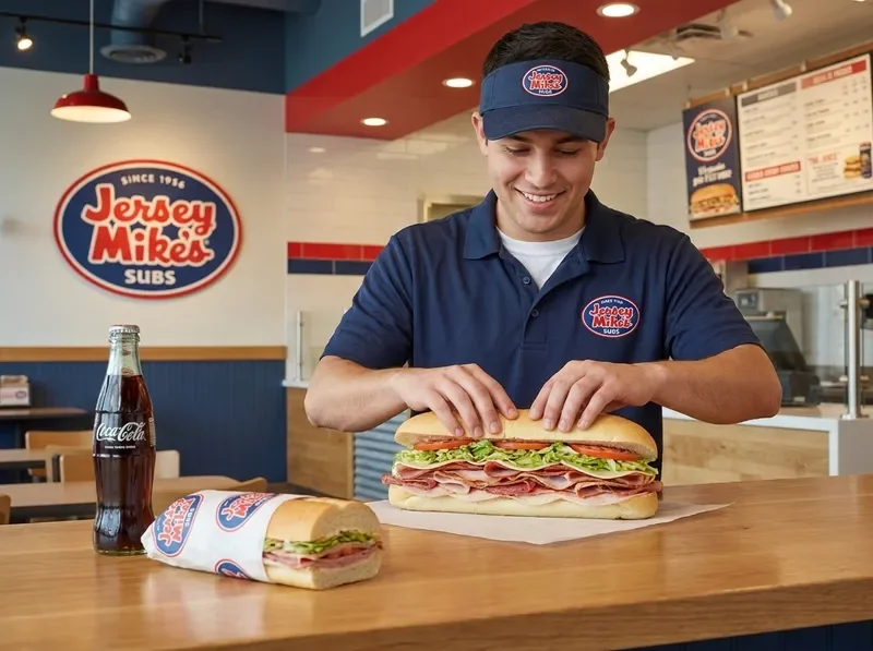 Freshly made classic submarine sandwich at Jersey Mike