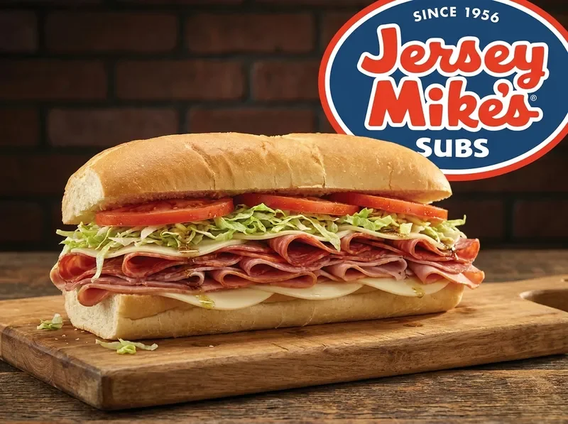 Classic Jersey Mike's submarine sandwich with fresh ingredients